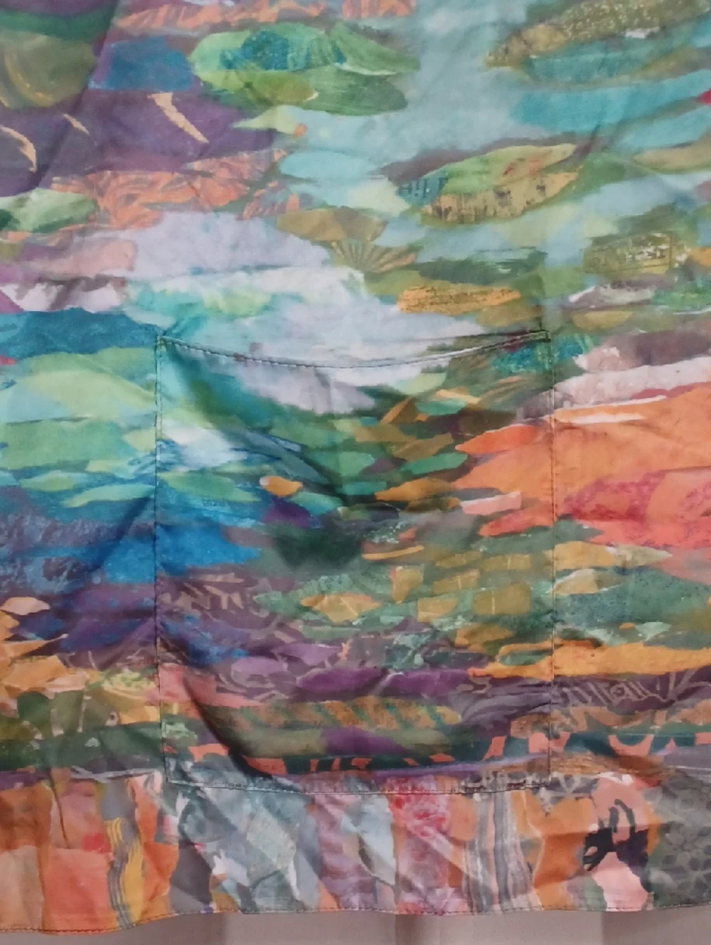 Watercolor Style Scarf Shawl With Pockets Appx 74×25